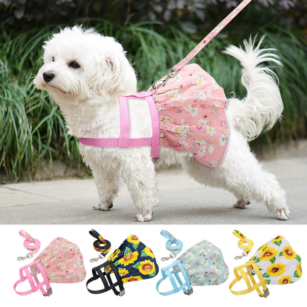 Adjustable Floral Printed Harness-Pup Essentials