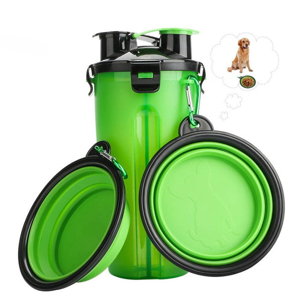 2 in 1 Bottle Pet Feeder - Water Bottle + Collapsible Folding Bowls-Pup Essentials