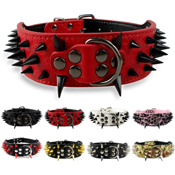 Spiked Studded Leather Collars-Pup Essentials